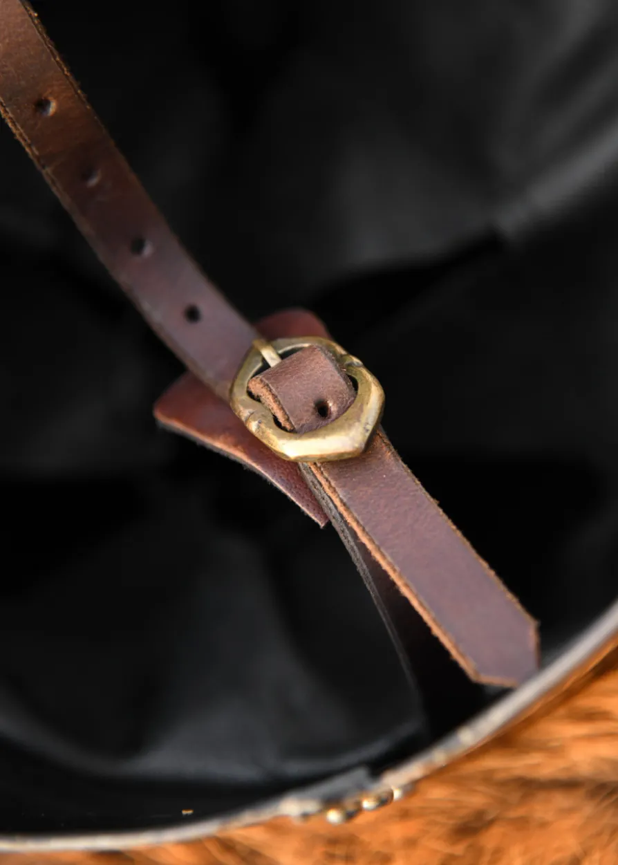 Topfhelm mit klappbarem Visier, 1,6 mm Stahl, poliert