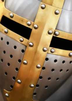 Topfhelm mit klappbarem Visier, 1,6 mm Stahl, poliert