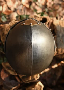 Topfhelm mit klappbarem Visier, 1,6 mm Stahl, Antikfinish