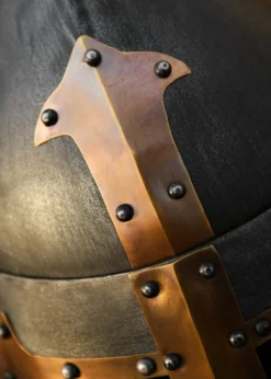 Topfhelm mit klappbarem Visier, 1,6 mm Stahl, Antikfinish