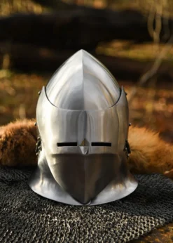 Topfhelm mit Klappvisier, 1,6 mm Stahl