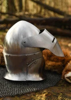 Topfhelm mit Klappvisier, 1,6 mm Stahl