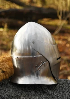 Topfhelm mit Klappvisier, 1,6 mm Stahl
