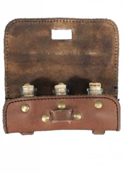 Tranktasche aus Leder mit 3 Flaschen