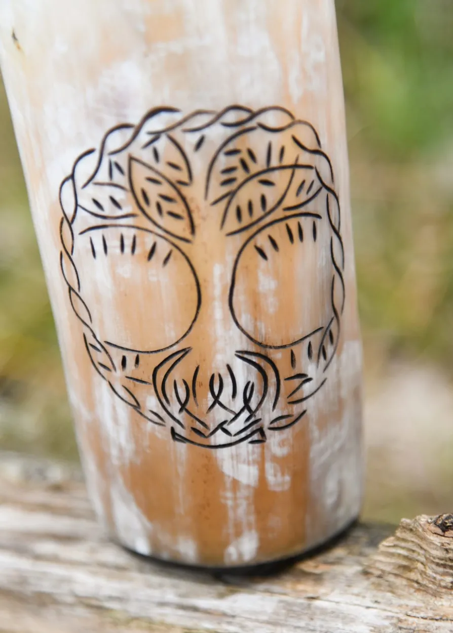 Trinkbecher aus Horn - Yggdrasil