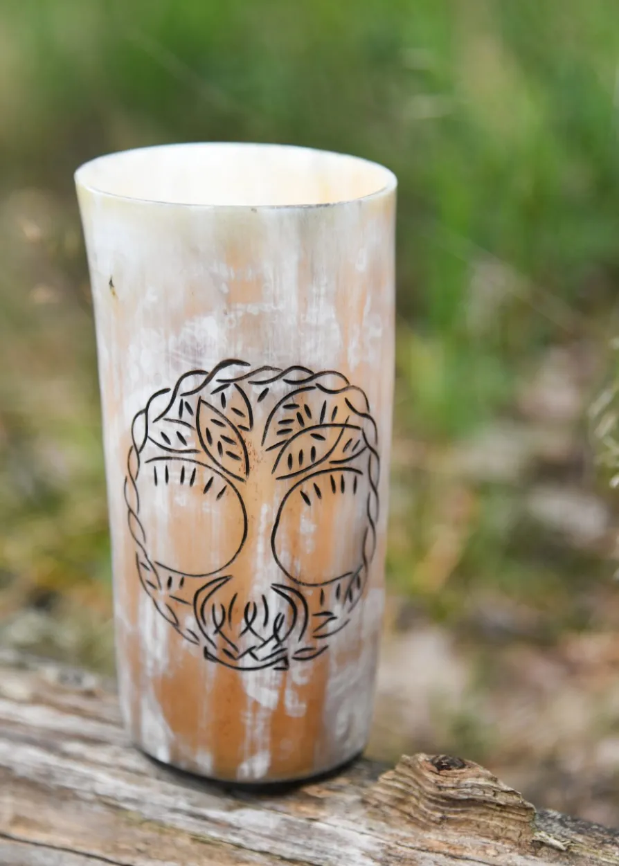 Trinkbecher aus Horn - Yggdrasil