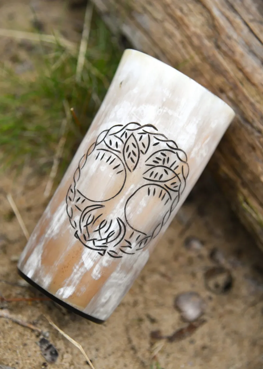Trinkbecher aus Horn - Yggdrasil