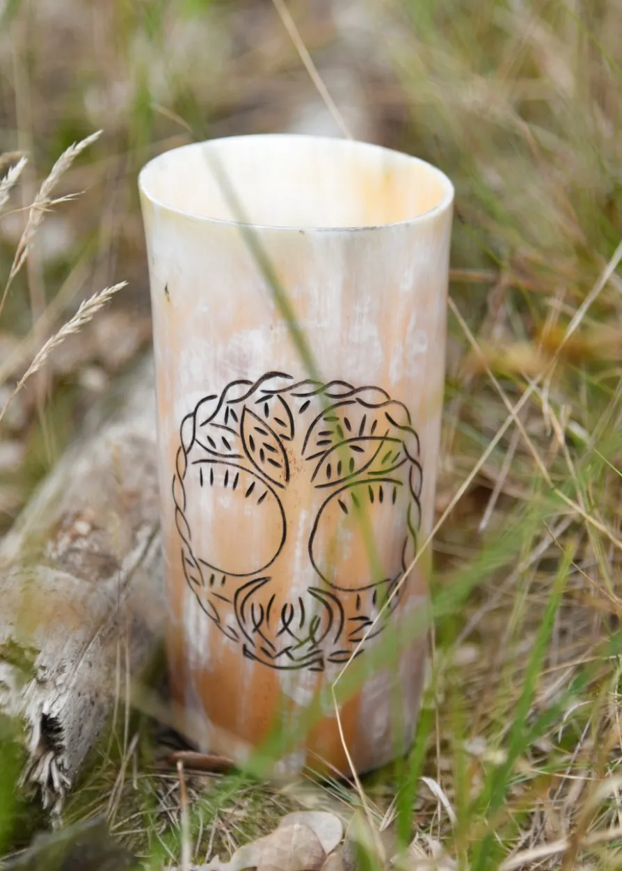 Trinkbecher aus Horn - Yggdrasil