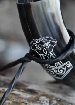 Trinkhorn mit Ständer - Mjölnir, Thorshammer