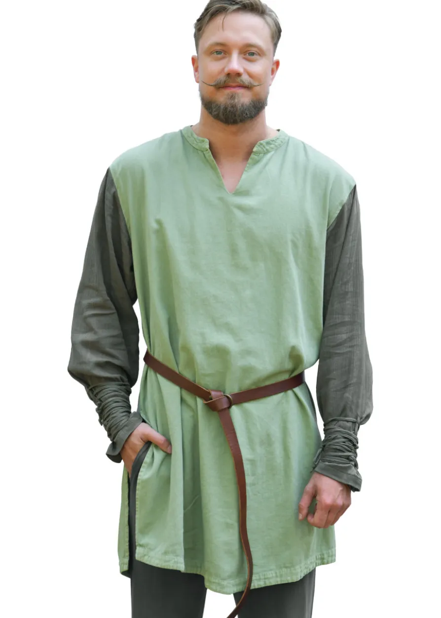 Tunika Ruvan mit Schnürung, gewaschenes grün