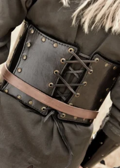 Unterbrust-Corsage aus Leder, mit Wildleder unterlegt