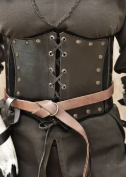 Unterbrust-Corsage aus Leder, mit Wildleder unterlegt