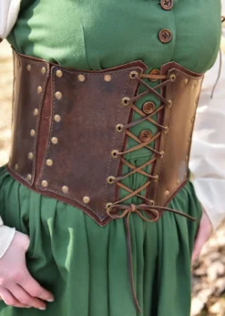 Unterbrust-Corsage aus Leder, mit Wildleder unterlegt