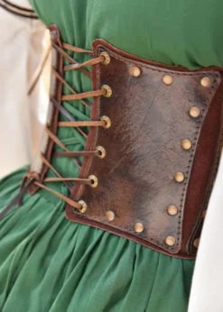 Unterbrust-Corsage aus Leder, mit Wildleder unterlegt