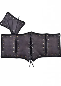 Unterbrust-Corsage aus Leder, mit Wildleder unterlegt