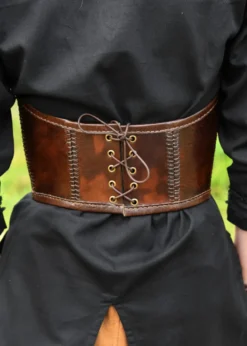 Unterbrust-Lederrüstung mit Metalldetails, braun