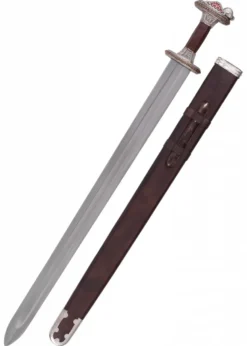 Vendelzeit-Schwert mit Scheide, Messingheft, verzinnt