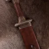 Vendelzeit-Schwert mit Scheide, Messingheft, Damaststahl