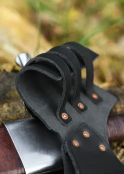 Verstellbarer Schwerthalter aus schwarzem Leder