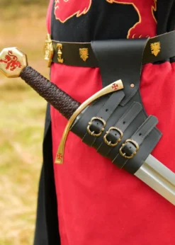 Verstellbarer Schwerthalter aus schwarzem Leder