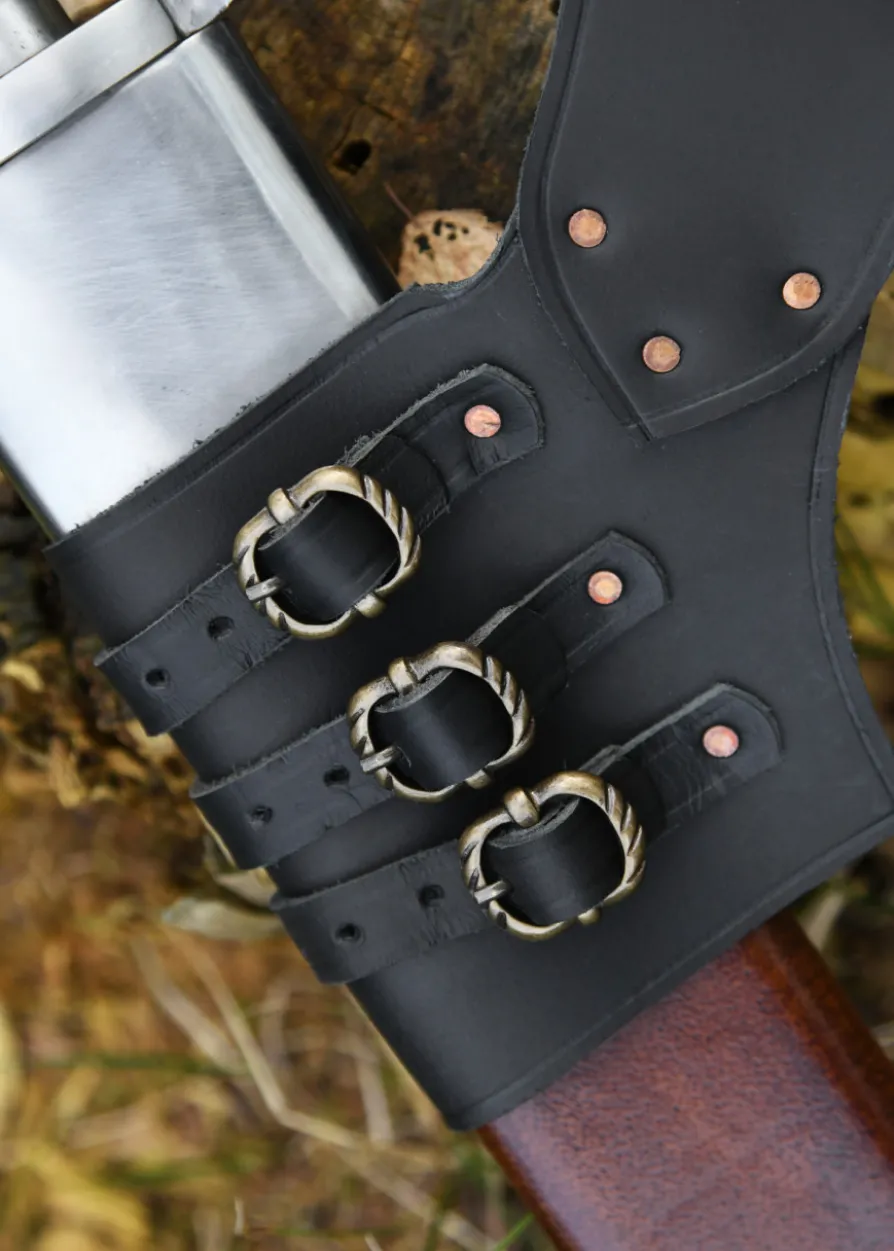 Verstellbarer Schwerthalter aus schwarzem Leder