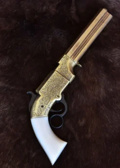 Volcanic-Pistole von 1854, Messing und Perlmutt-Imitat, Replik