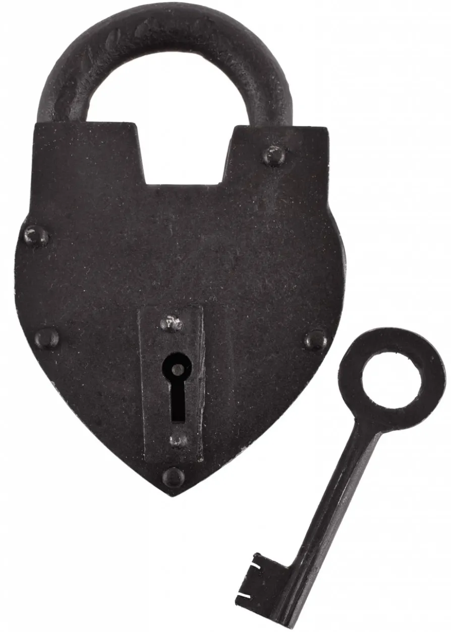 Vorhängeschloss aus Stahl, herzförmig, ca. 12 cm hoch