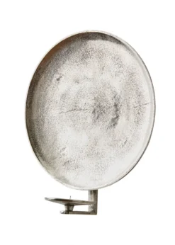 Wandkerzenhalter, Wandteller aus Aluminium, Nickelfarben