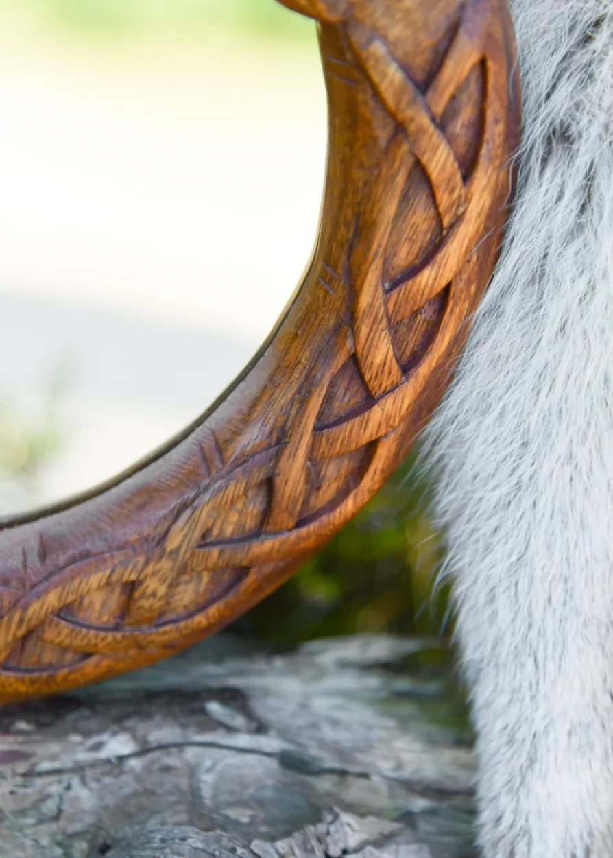 Wandspiegel Midgardschlange aus Holz, handgeschnitzt