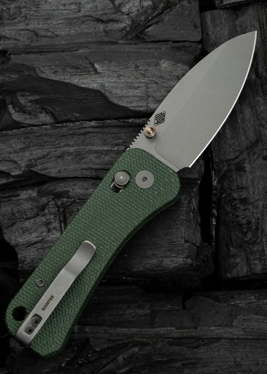 We Knife BANTER 2 GREEN CANVAS MICARTA, Taschenmesser