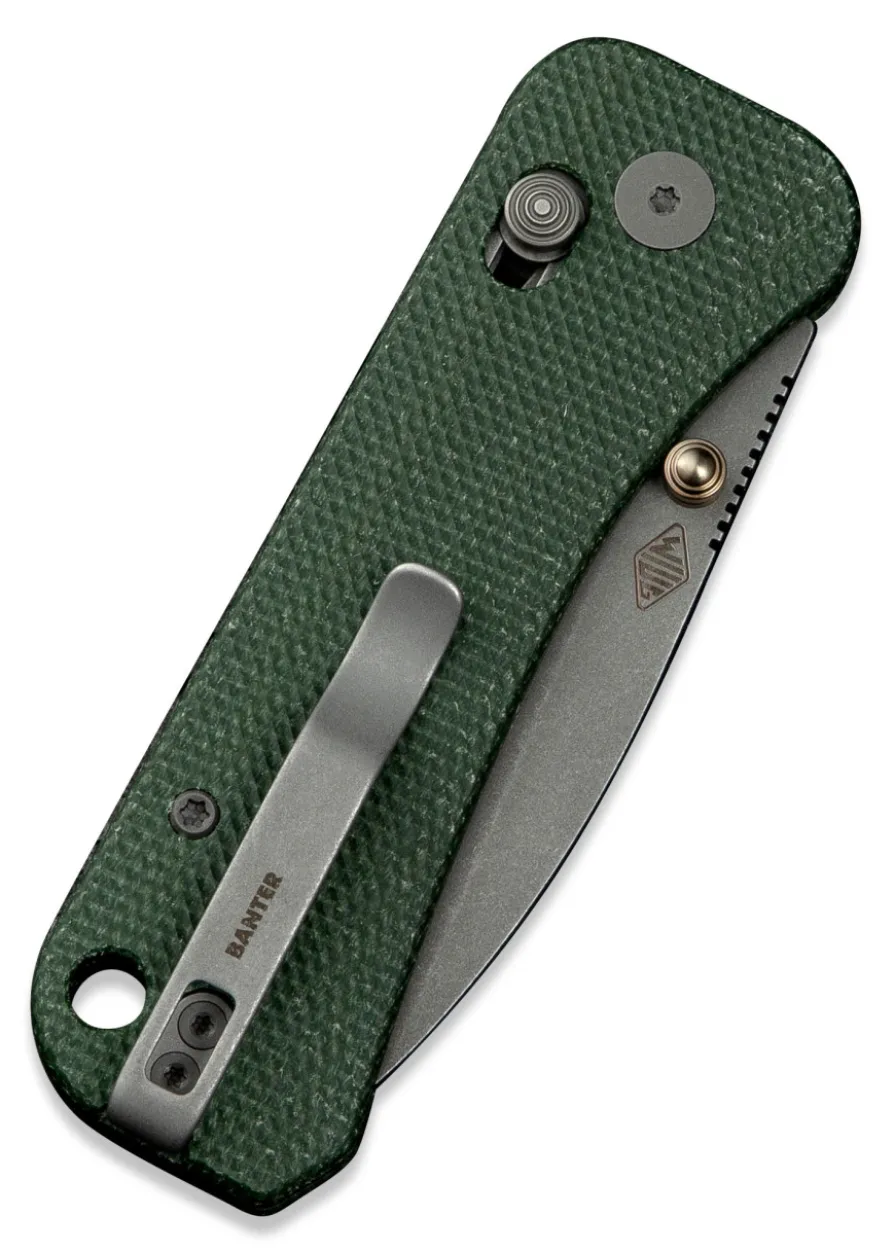 We Knife BANTER 2 GREEN CANVAS MICARTA, Taschenmesser