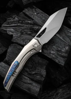 We Knife IGNIO TITAN SILBER BEAD BLASTED, Taschenmesser