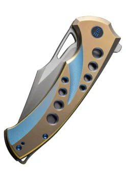 We Knife SWIFTFIN BEAD BLASTED TITANIUM BLUE GOLD, Taschenmesser
