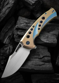 We Knife SWIFTFIN BEAD BLASTED TITANIUM BLUE GOLD, Taschenmesser