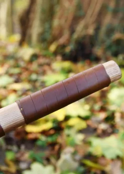Wikinger-Axt aus Stahl, gegossen, Typ L, mit Gravur und Lederwicklung