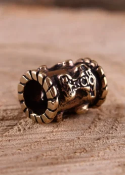 Wikinger Bartperle / Haarperle mit Thorshammer aus Bronze