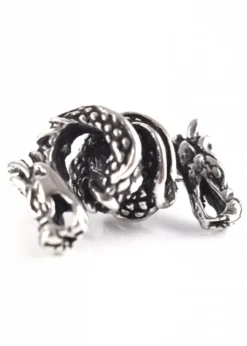 Wikinger Bartperle / Lockenperle mit Drachen aus Silber