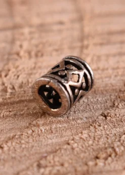 Wikinger Bartperle mit Rautenmuster aus Silber