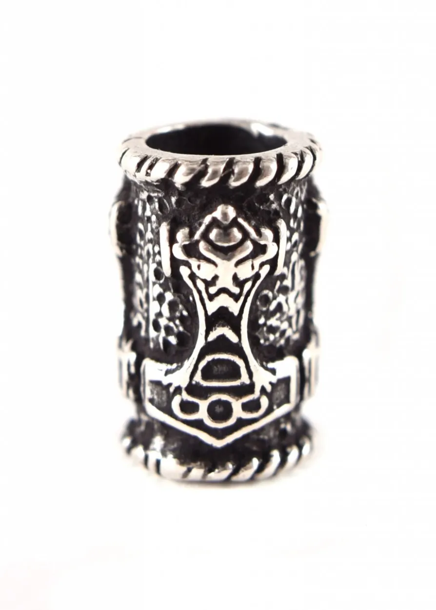 Wikinger Bartperle mit Thorshammer aus Silber