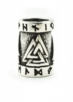 Wikinger Bartperle Valknut aus Silber