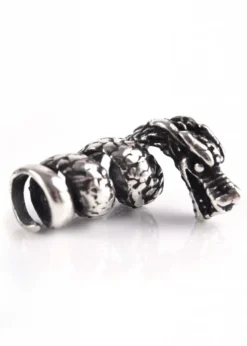 Wikinger Bartschmuck / Bartperle, Drache aus Silber