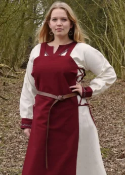 Wikinger Überkleid, Trägerkleid Tinna, weinrot