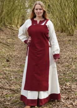 Wikinger Überkleid, Trägerkleid Tinna, weinrot