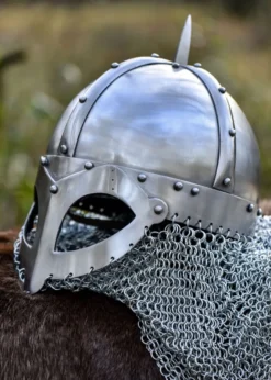 Wikinger Brillenhelm, mit Kettenbrünne, 2 mm Stahl