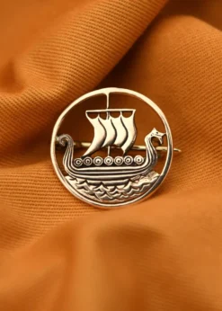 Wikinger Brosche mit Drachenboot, aus Bronze