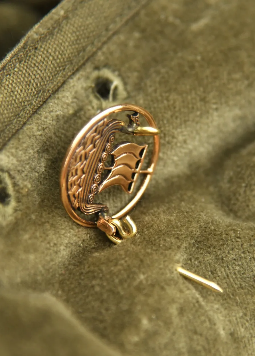 Wikinger Brosche mit Drachenboot, aus Bronze