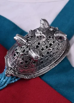 Wikinger Buckelfibel aus Birka mit Pferdeköpfen
