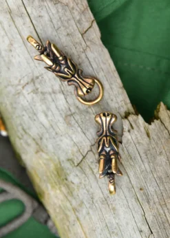 Wikinger Gewandschließe Drachenköpfe aus Bronze