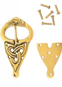 Wikinger Gürtelschnalle mit Nieten, Messing