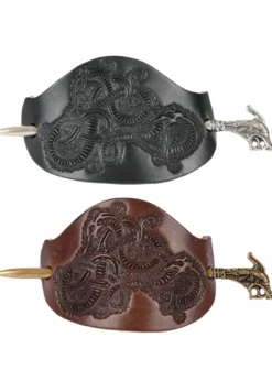 Wikinger-Haarspange Haithabu aus Leder mit Nadel
